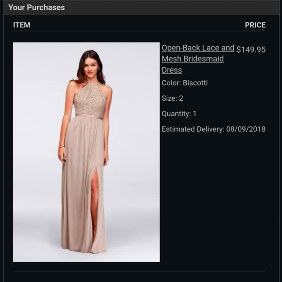 David's Bridal Dresses & Skirts - Open back lace and mesh bridesmaid dress